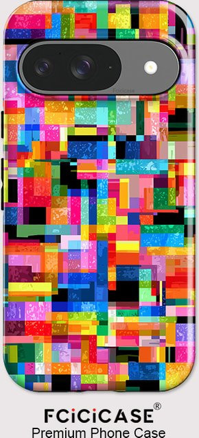 Fcicicase Handyhülle mit buntem Mosaik-Print für Google Pixel 9 10 Pro XL 10A 7A 8A 10 9 Pro, stoßfeste Acryl-Matt-Abdeckung, Multicolor - Bild 1