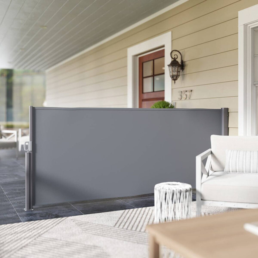 Outsunny Seitenmarkise aus Polyester in Dunkelgrau mit Aluminiumgestell, B/H/L: 100 x 140 x 300 cm - Bild 2