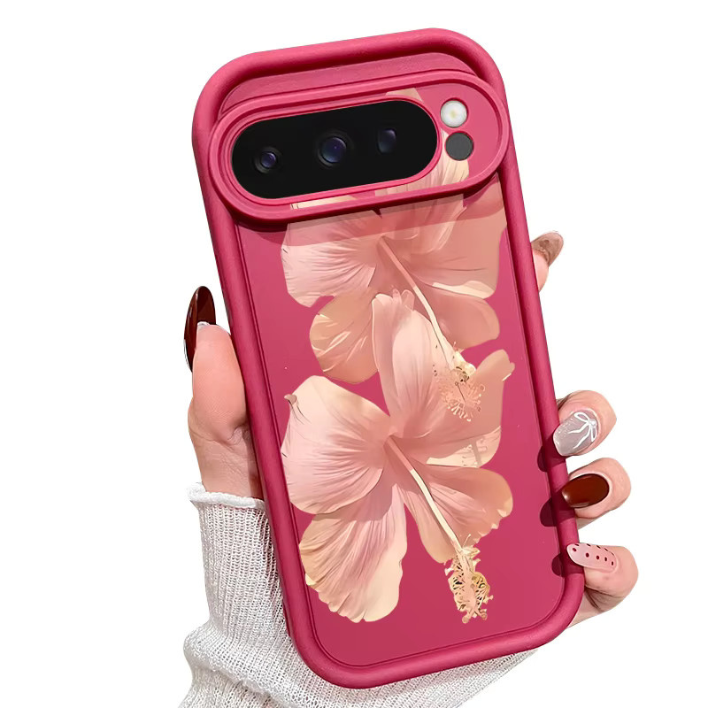Stoßfeste TPU Handyhülle mit Hibiskusblüten-Druck für Google Pixel 9 Pro XL, 9, 8 Pro, 7 Pro in Schwarz - Bild 3