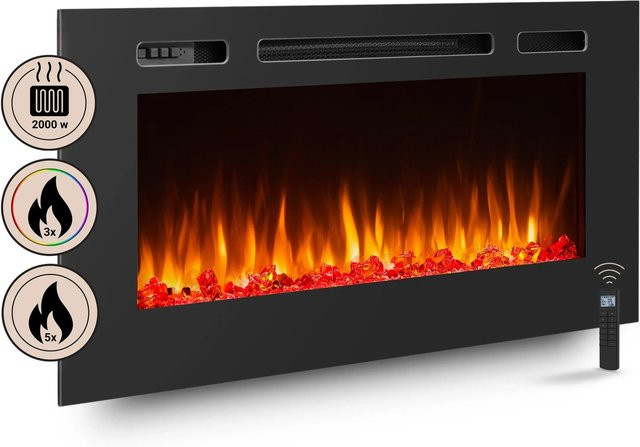 BALDERIA FI-40 Elektrokamin Einbaukamin mit 3D-Flammeneffekt und Bluetooth in Schwarz - Bild 1