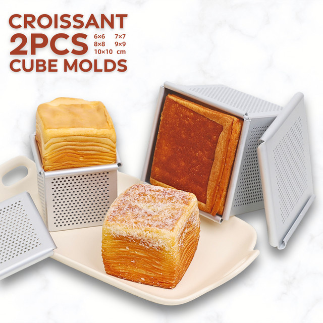 HEXINGYUAN Mini Toast Box mit Deckel, quadratische Backform aus Edelstahl für Croissants und Würfelbrot, Silber - Bild 1