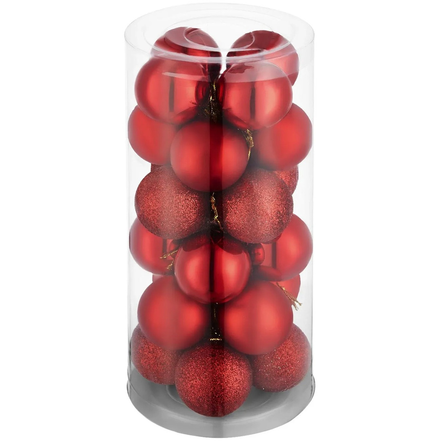 Tectake Weihnachtskugeln Set in Rot aus bruchsicherem Kunststoff, 24er Set, B/T/H: 4 x 4 x 4 cm - Bild 2