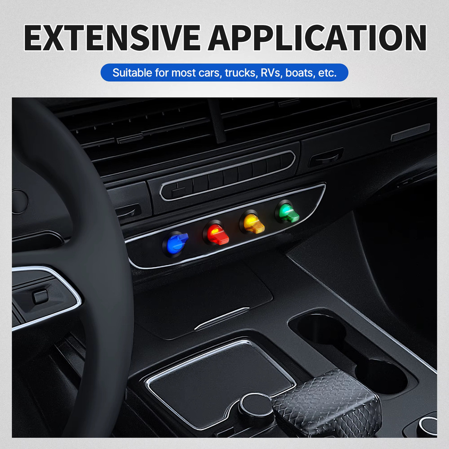 Daiertek 4er Set Mini-Kippschalter rund mit LED-Beleuchtung, 12V 20A, 3-polig, EIN/Aus, SPST, Multicolor - Bild 4