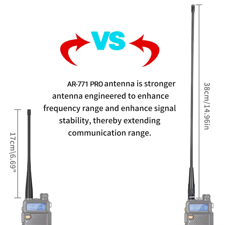 ABBREE AR-771 PRO Dual-Band SMA-Buchse Peitschenantenne für Walkie-Talkie in Schwarz - Bild 3