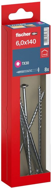 Fischer Holzbauschraube PowerFast II Tellerkopf TX Teilgewinde Ø 6 x 140 mm, 8 Stück, verzinkt, silber/blau - Bild 1