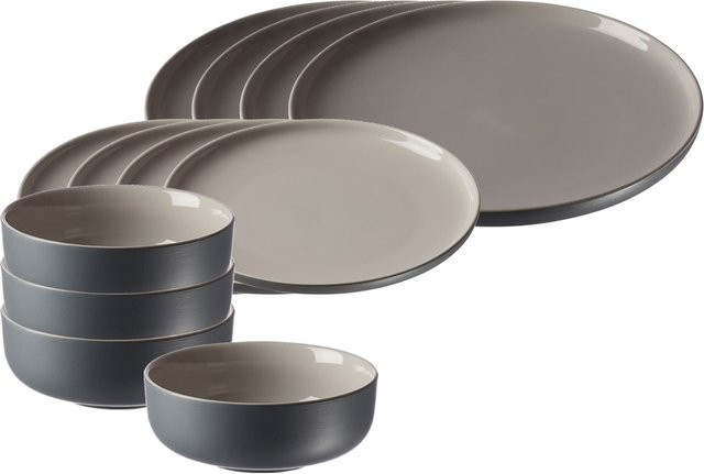 Ritzenhoff & Breker Basic-Set Jasper Dinner-Service aus Keramik in Grau, 12er Set - Bild 1