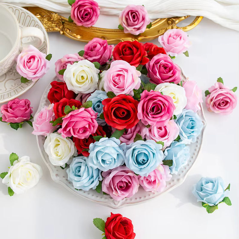 Künstliche Seidenrose als Einzelstiel in Rot oder Mehrfarbig für Hochzeiten, Garten und DIY-Dekoration - Bild 2
