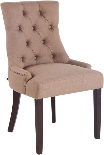 CLP Esszimmerstuhl Aberdeen mit Armlehnen aus Stoff in Taupe/Beige und Antik-Holzgestell, B/T/H: 58 x 55 x 92 cm - Bild 1