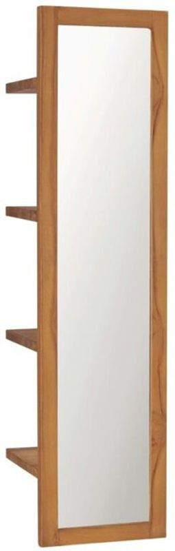 vidaxl Wandspiegel mit Regalen aus Massivholz Teak in Braun und Natur, Rechteckig, B/T/H: 30 x 30 x 120 cm - Bild 1