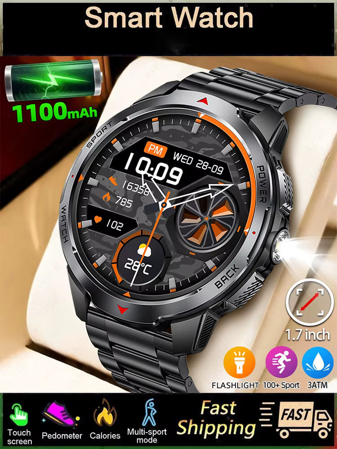 LIGE Smartwatch, Edelstahl, Schwarz, Herren - Bild 6