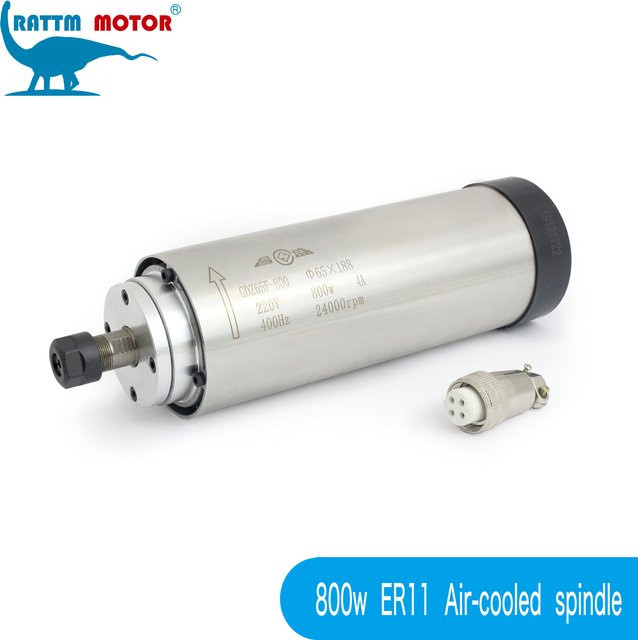 RATTMMOTOR CNC-Luftkühlspindelmotor ER11 in Silber mit 800 W, 0,8 kW und 24.000 U/min - Bild 1