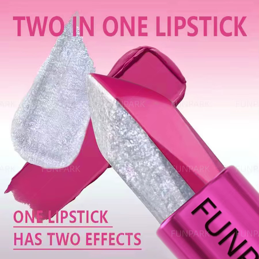 FUNPARK Lippenstift, Rosenrot, Matt, Zweifarbig mit Glitzer - Bild 2