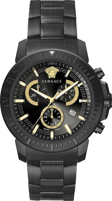 Versace Chronograph, Quarz, Edelstahl, Schwarz, 45 mm, Herren - Bild 1