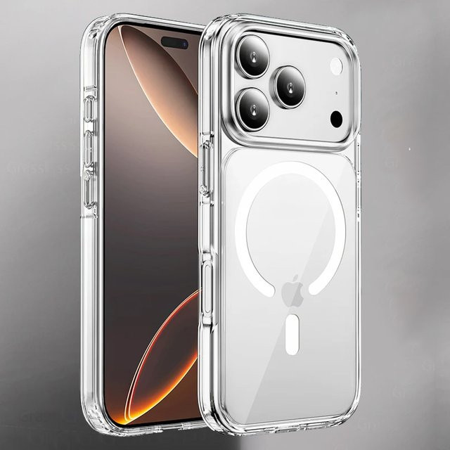 Magnetische kabellose Ladehülle für Apple iPhone 17, 16, 15, 14, 13 Pro, 17 Pro Max, 17 Air in Transparent - Bild 1