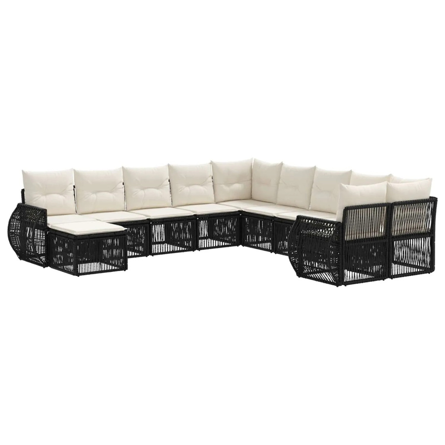 vidaXL Gartensofa-Set 11-tlg. in Schwarz aus Poly-Rattan mit Polsterung und wetterfesten Kissen für den Außenbereich - Bild 2