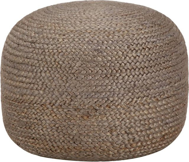 Handgefertigter Hocker von VD Home Furnishing in Grau und Beige aus Rattan und Stoff, Form: Zylindrisch, B/T/H: 30 x 30 x 45 cm - Bild 1