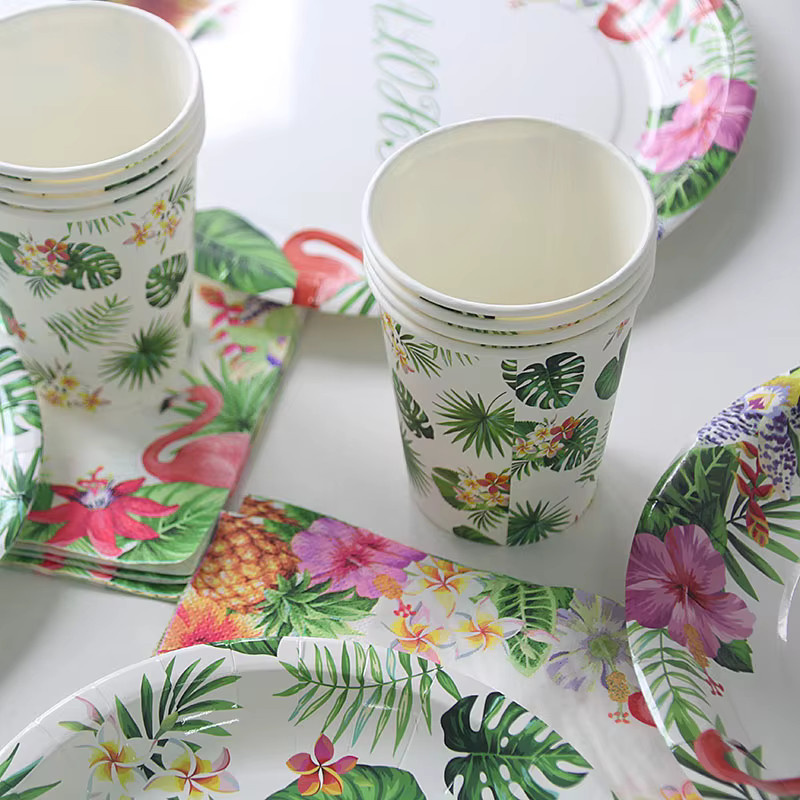 WEIGAO Hawaii Party Dekoration Set mit Flamingo und floralen Motiven, bunte Wimpelgirlande aus Papier für Sommer, Luau und Geburtstag - Bild 2