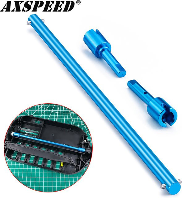 AXSPEED Mittelantriebswelle und Differenzbecher, 1/10 Tamiya TT01, Metall, Blau - Bild 1
