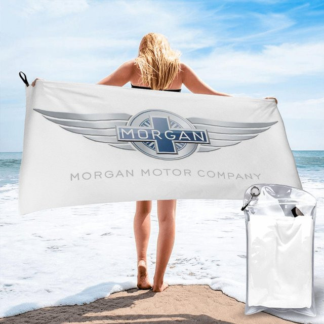Morgan Motor Car Company Strandtuch aus weißer Mikrofaser, schnelltrocknend und saugfähig, B/H: 80 x 160 cm - Bild 1