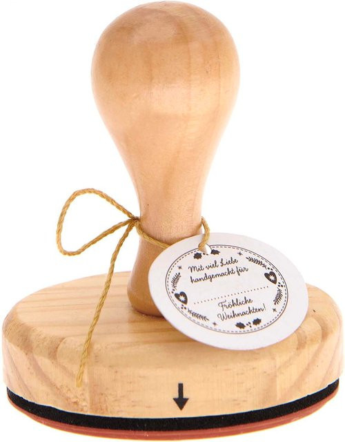 Rico Design Holzstempel Fröhliche Weihnachten oval 5 x 7 cm - Bild 1