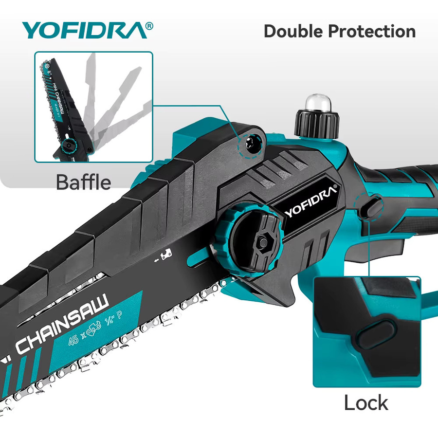 YOFIDRA 8 Zoll Bürstenlose Elektrische Kettensäge Kabellose Astsäge für Makita 21V Akku - Bild 3
