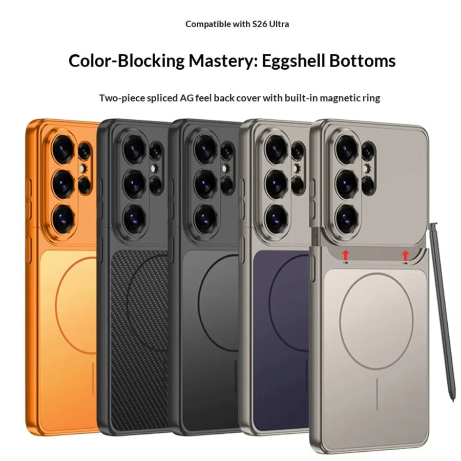 2-in-1 Magnetische Spleiß-Handyhülle für Samsung Galaxy S26 Ultra in Orange mit MagSafe-Kompatibilität und Kameraschutz im Matt-Design - Bild 2