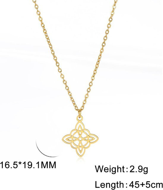 Halskette Hexenknoten Anhänger, Edelstahl, Gold, Damen, 45-50 cm - Bild 1