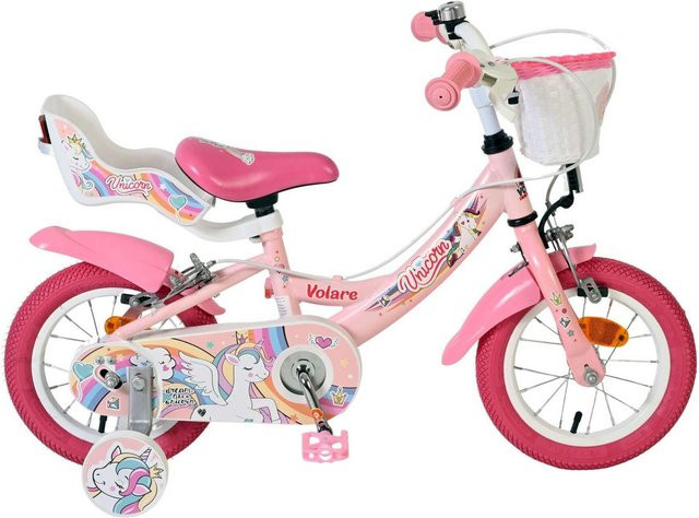 VOLARE Unicorn Kinderfahrrad, 12 Zoll, ohne Rücktrittbremse, rosa - Bild 1