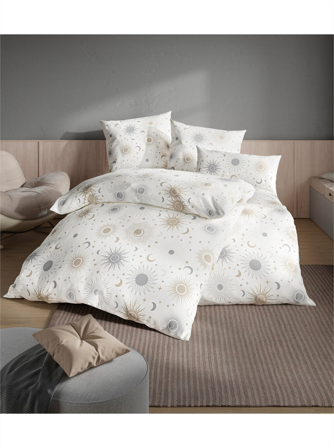 Wäschepur Bettwäsche Modern Graphic Stars aus Baumwolle in Grau und Weiß, B/H: 155 x 220 cm - Bild 1