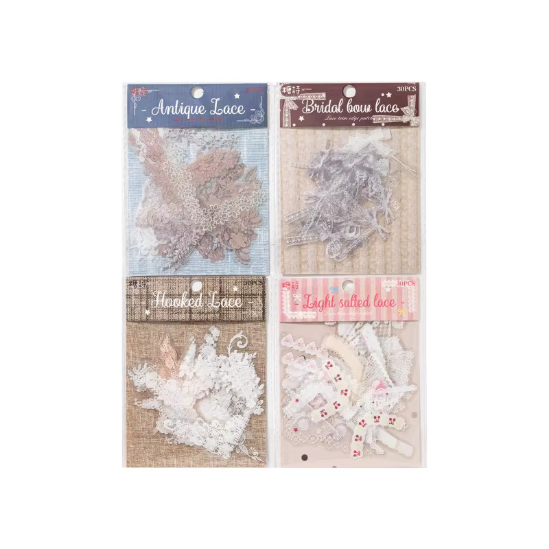 JIANQI Vintage PET Spitzen-Eckaufkleber-Set, 30 Stück dekorative Aufkleber in Multicolour für Scrapbooking und Junk-Journal - Bild 2