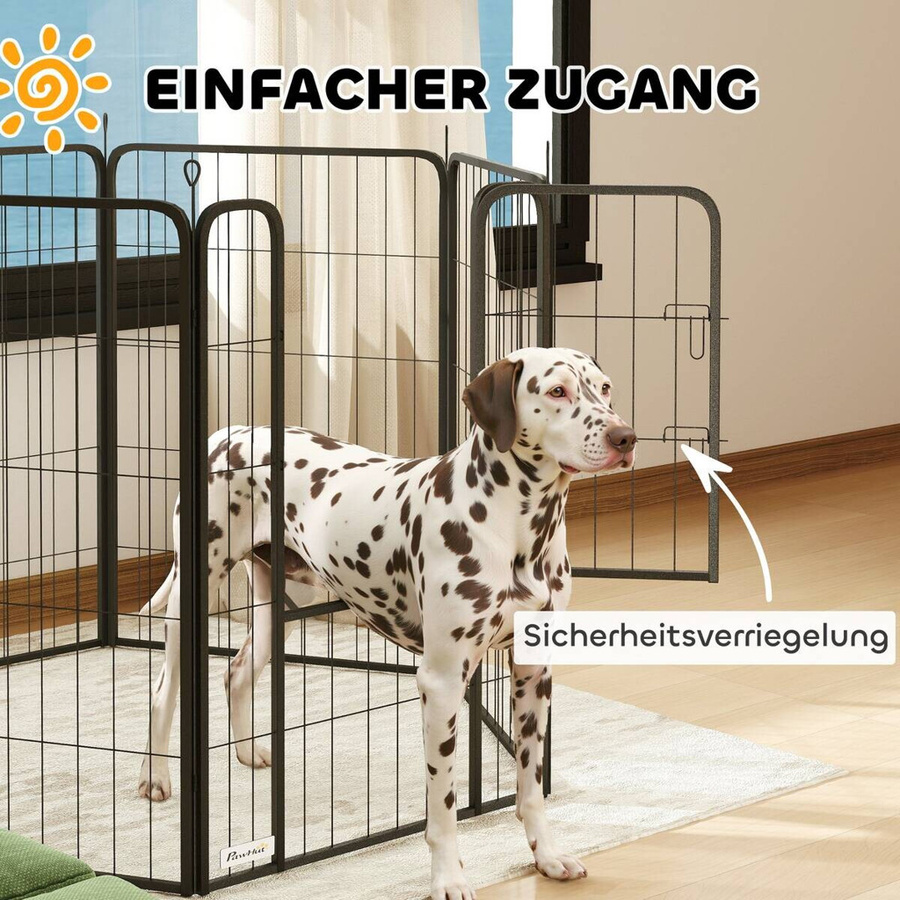 PawHut Welpenlaufstall 6-eckig aus Stahl in Schwarz, faltbares Freilaufgehege für Hunde und Katzen, B/H/L: 68 x 100 x 136 cm - Bild 4
