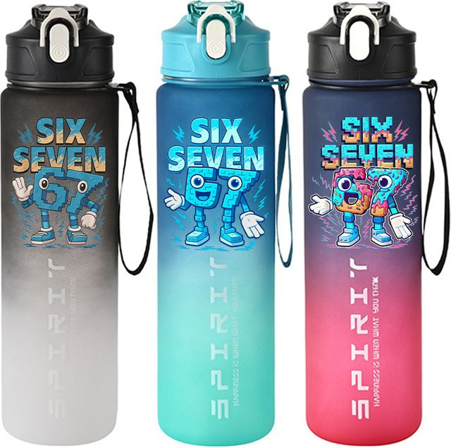 Steal A Brainrot Wasserflasche mit Cartoon-Aufdruck, 800ml Tragbarer Sportbecher für Männer und Frauen - Bild 1