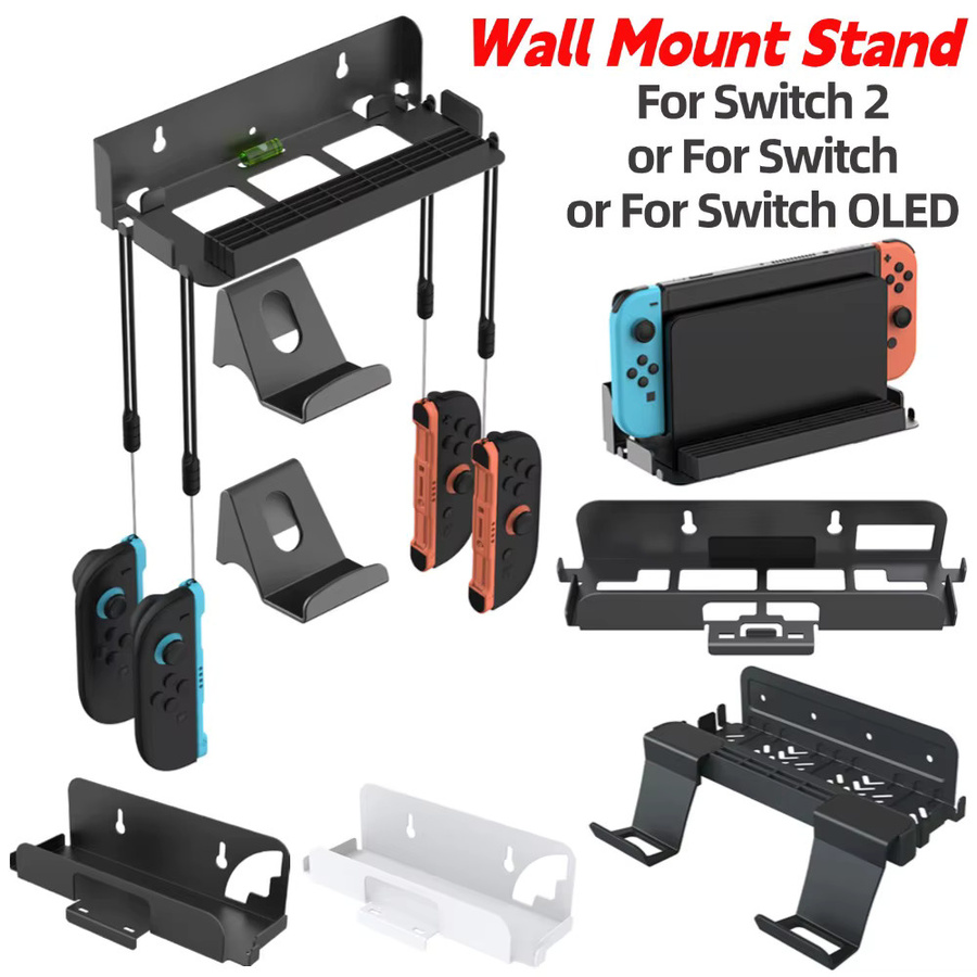 ALLOYSEED Wandmontierter Hostständer in Schwarz mit Controller-Haken für Nintendo Switch, Switch OLED und Switch 2 als Konsolen-Aufbewahrungsregal und Organizer - Bild 2