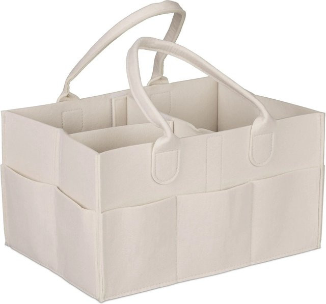 Relaxdays Windel Caddy aus Filz in Beige mit 11 Fächern, B/T/H: 33 x 23 x 18 cm - Bild 1