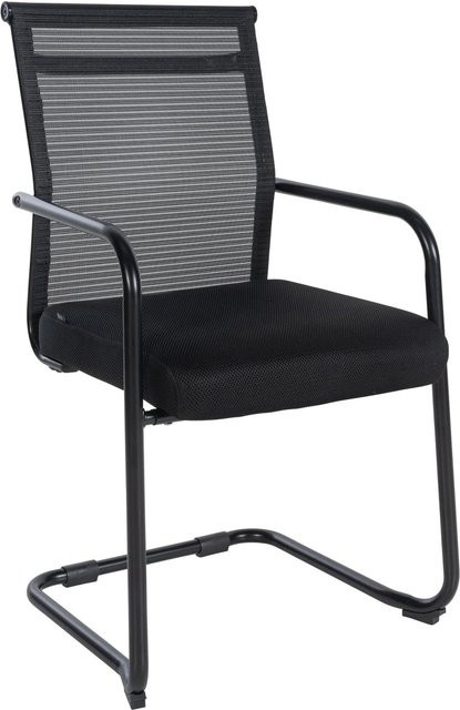 DELUKE Besucherstuhl LISBON Konferenzstuhl und Bürostuhl aus Stoff in Schwarz mit Armlehnen, B/T/H: 55 x 51 x 95 cm - Bild 1