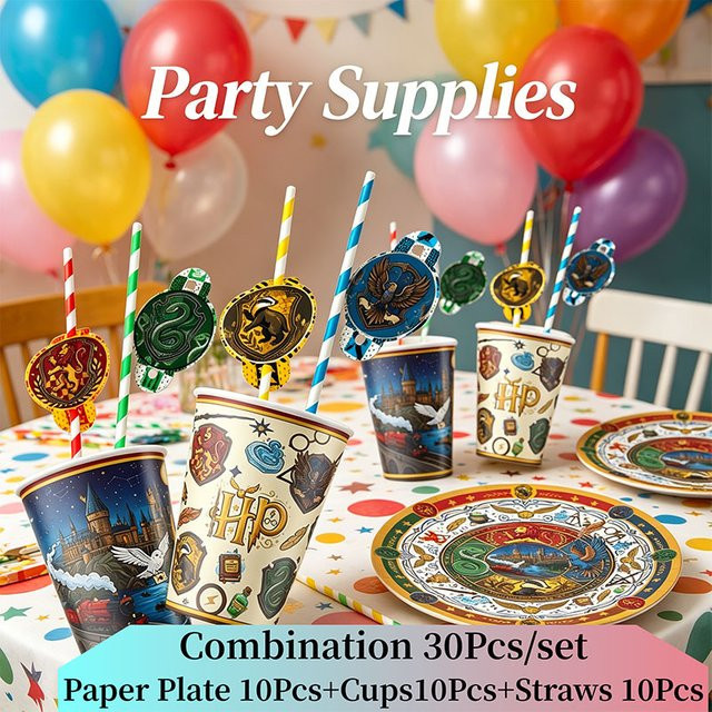 Warner Bros. Kreative Magie-Akademie Partyartikel Set mit Papptellern, Bechern und Strohhalmen in Multicolour - Bild 1