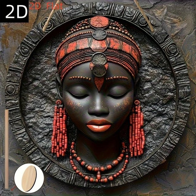 Handgefertigte afrikanische Maske aus Holz als ethnische Wanddekoration in Schwarz, B/H: 20,32 x 20,32 cm - Bild 1