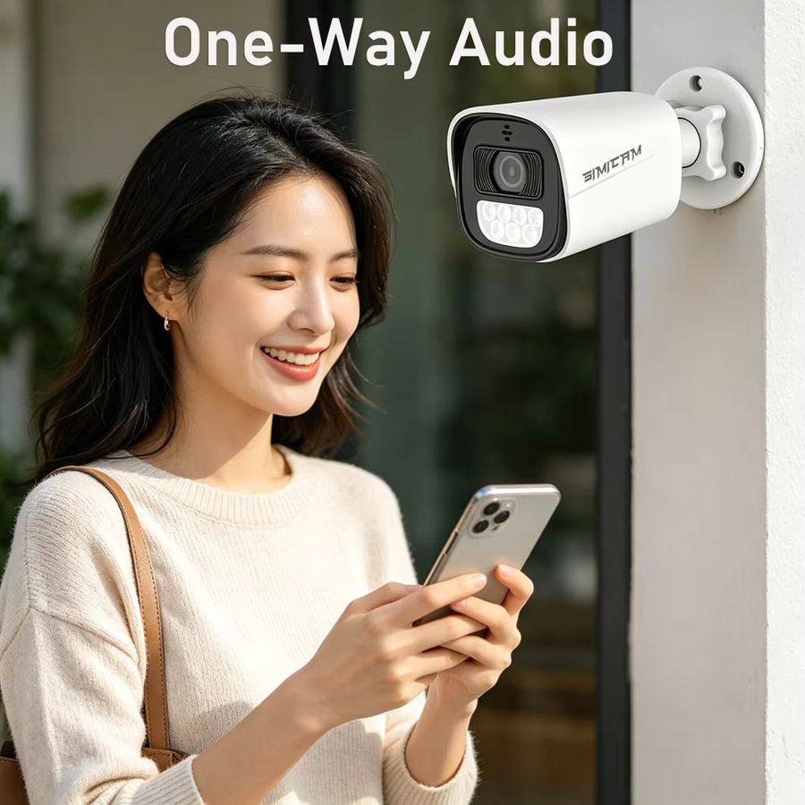 SIMICAM PoE IP Überwachungskamera für den Außenbereich in Weiß mit 4K 5MP 4MP Auflösung, wasserdicht, Audio und Farb-Nachtsicht, Bullet-Kamera für NVR - Bild 3