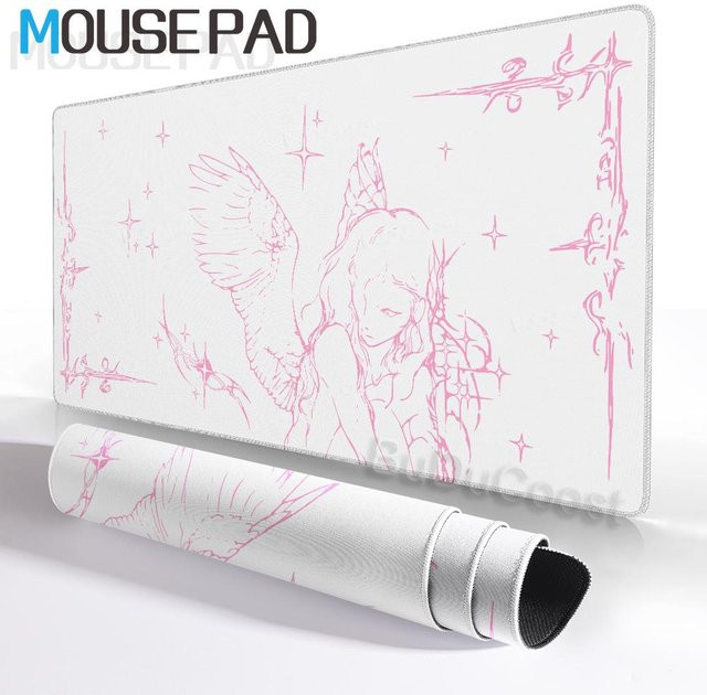 Tuilelai XXL Mauspade mit Anime-Mädchen Motiv in Schwarz-Weiß, Gothic Ästhetik Gaming-Mauspad für Computer und Tastatur, B/T/H: 90 x 40 x 0,2 cm - Bild 1