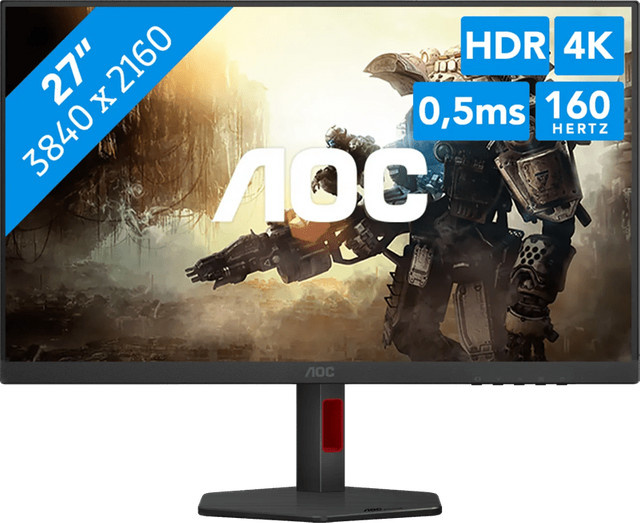 AOC Gaming U27G4R DualFrame Monitor, 27 Zoll 4K Ultra HD IPS, 160 Hz, 1 ms, HDR400, schwarz-rot - Bild 1