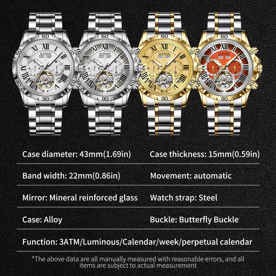 GLENAW Armbanduhr Automatik, Edelstahl, Grau, Herren - Bild 4