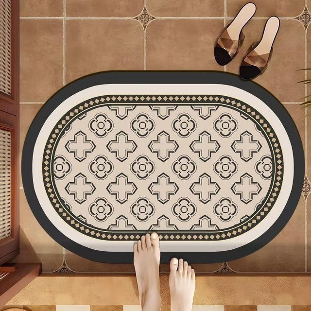 Saugfähige Kieselgur Badezimmermatte von Household supplies MH in Beige, rutschfest und schnelltrocknend, B/T: 60 x 40 cm - Bild 1