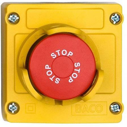 BACO LBX130093 Not-Aus-Taster im Gehäuse mit Schutzkragen, Rot, 240 V/AC, 2.5A, 3 Öffner, IP66 - Bild 1