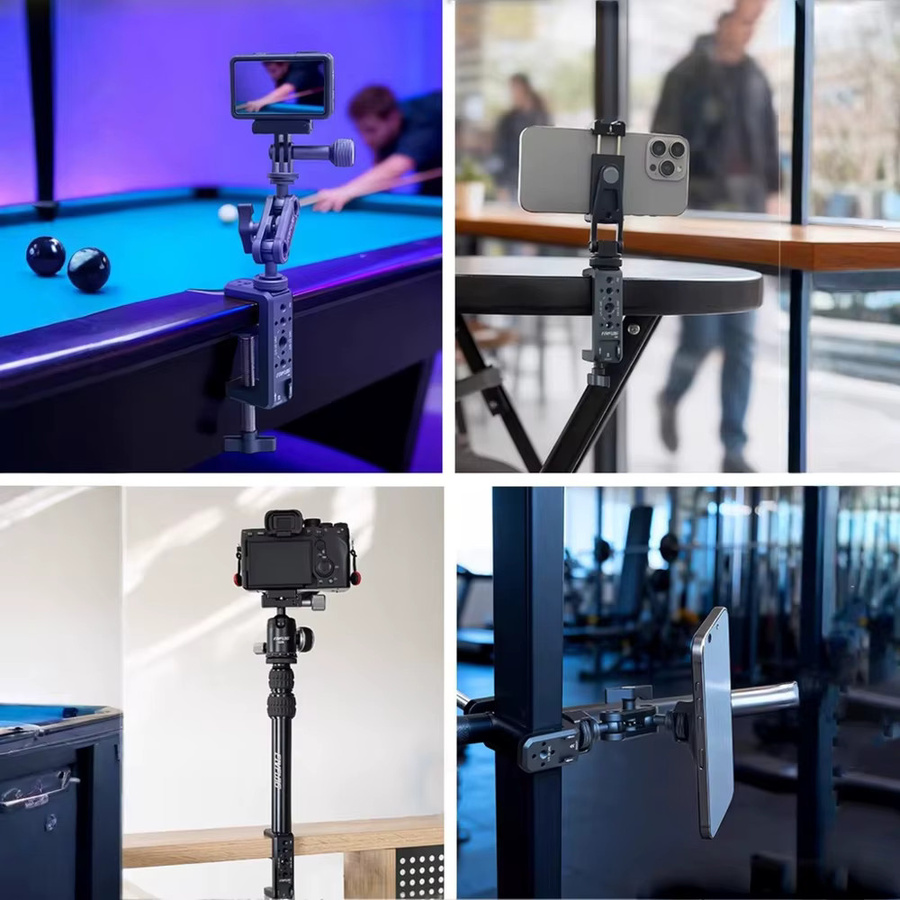 ideaway C-Klemme Tischkamerahalterung aus Aluminium mit 1/4" und 3/8" Gewinde in Schwarz für DSLR-Kameras und Lichtstative - Bild 4