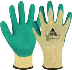 Hase Neogrip Green Montagehandschuh aus Baumwoll-Polyester-Strick mit Latexbeschichtung, Farbe: Green - Bild 1