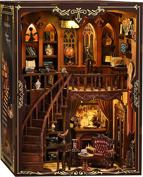 Battoom DIY 3D Holz-Buchnischen-Bausatz, Puzzle-Miniatur, Holz - Bild 1