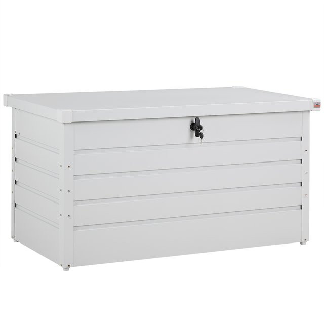 GARDERBRUK Gartenbox aus Metall in Hellgrau und Weiß, 385L, wasserdicht und abschließbar, B/T/H: 120 x 63 x 62 cm - Bild 1