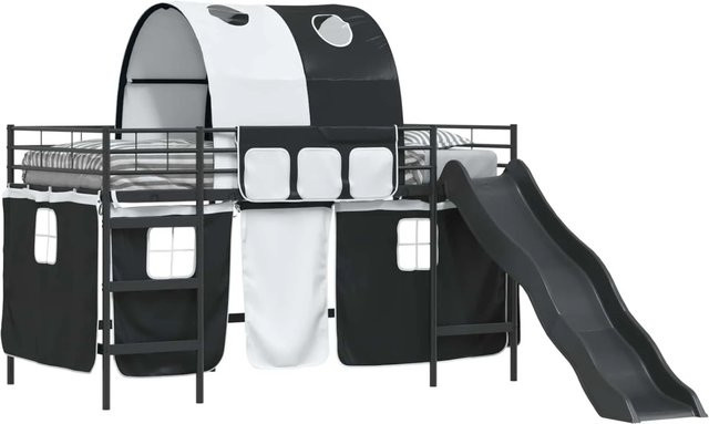 vidaXL Kinder-Etagenbett aus Metall in Schwarz, modern und matt, H: 205,0 cm, B: 90 x 190 cm, T: 79,5 cm - Bild 1