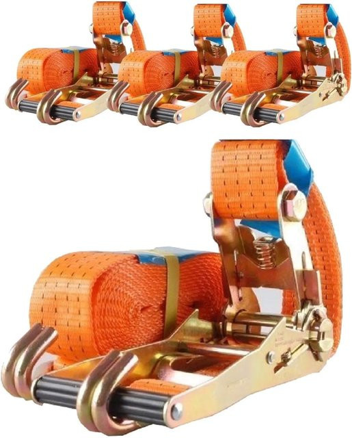 TRUTZHOLM 2er Set Profi Ratschen Spanngurte in Orange und Schwarz, Länge: 5 m, Tragkraft: 4 t (4000 kg) - Bild 1