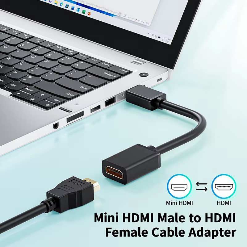 VBDWRM Mini HDMI auf HDMI Kabeladapter 4K 60Hz HDMI 2.0 in Schwarz - Bild 3